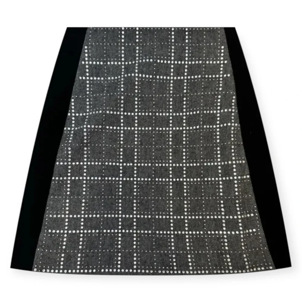 Pinko Embellished Mini Skirt Gray Black Viscose Rhinestone IT 38 US 2 Small NWT